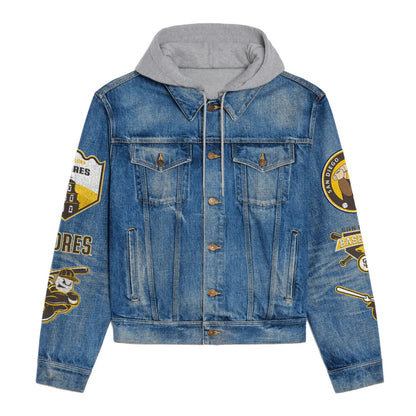 LIMITED EDITION - NEW CUSTOMIZED MLB18 SDP SAN DIEGO PADRES HOODED DENIM JACKET