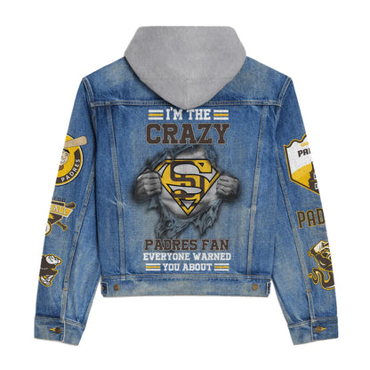 LIMITED EDITION - NEW CUSTOMIZED MLB18 SDP SAN DIEGO PADRES HOODED DENIM JACKET