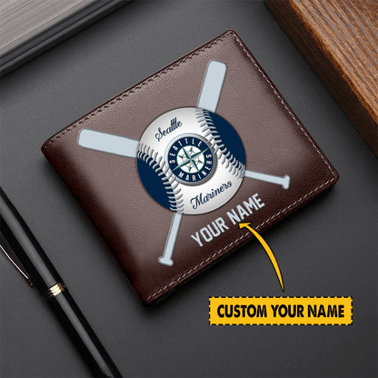 LIMITED EDITION - NEW CUSTOMIZED MLB14 ST MARINERS LEATHER WALLET