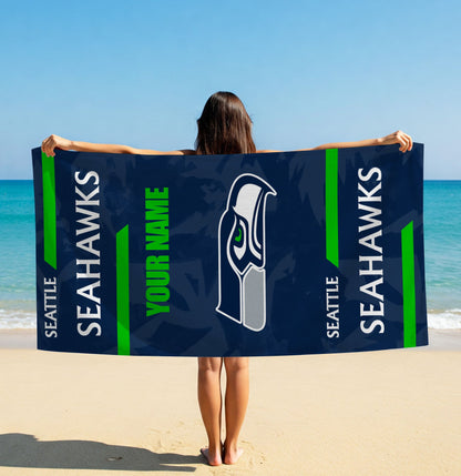 LIMITED EDITION - NEW CUSTOMIZED NFL06 SSH SEATTLE SEAHAWKS BEACH & BATH TOWEL