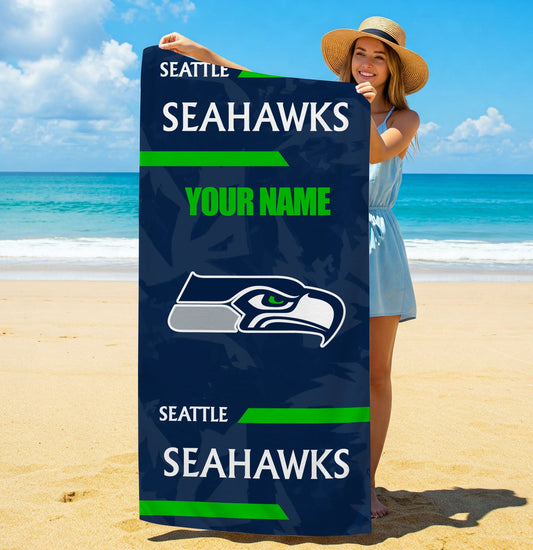 LIMITED EDITION - NEW CUSTOMIZED NFL06 SSH SEATTLE SEAHAWKS BEACH & BATH TOWEL