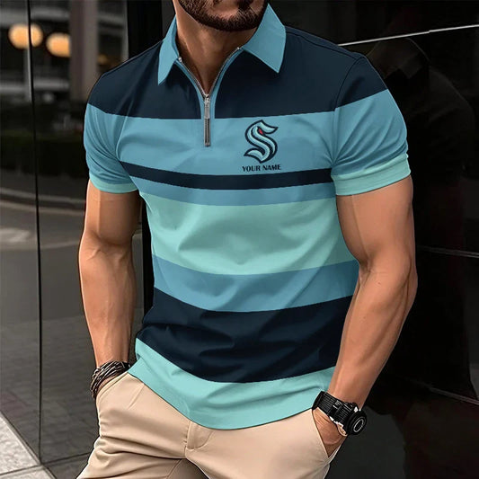 LIMITED EDITION - NEW CUSTOMIZED NHL20 ST KRAKEN ZIP POLO SHIRT
