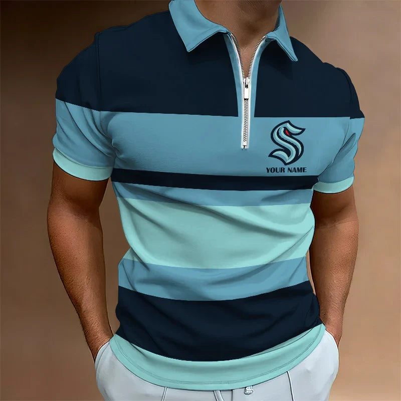 LIMITED EDITION - NEW CUSTOMIZED NHL20 ST KRAKEN ZIP POLO SHIRT