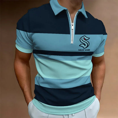 LIMITED EDITION - NEW CUSTOMIZED NHL20 ST KRAKEN ZIP POLO SHIRT