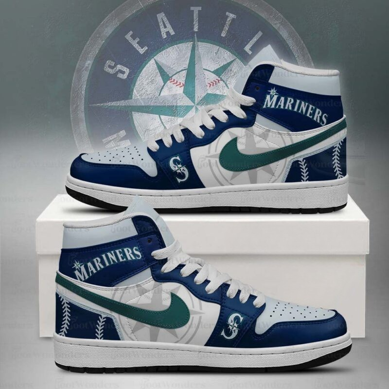 LIMITED EDITION - NEW CUSTOMIZED MLB14 ST MARINERS AIR JORDAN SNEAKERS