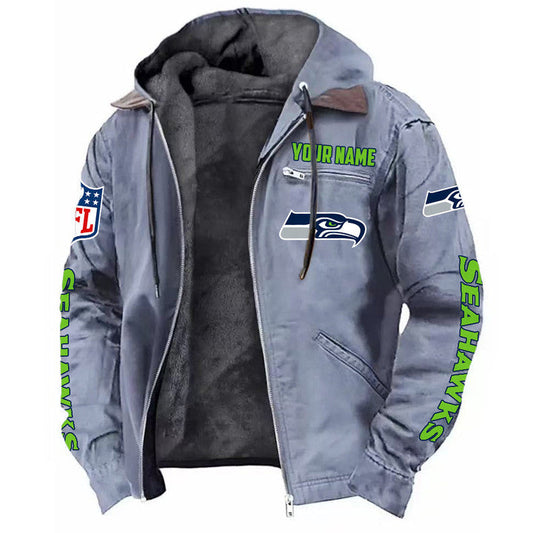 LIMITED EDITION - NEW CUSTOMIZED NFL06 SSH SEATTLE SEAHAWKS HOODED CARDIGAN JACKET