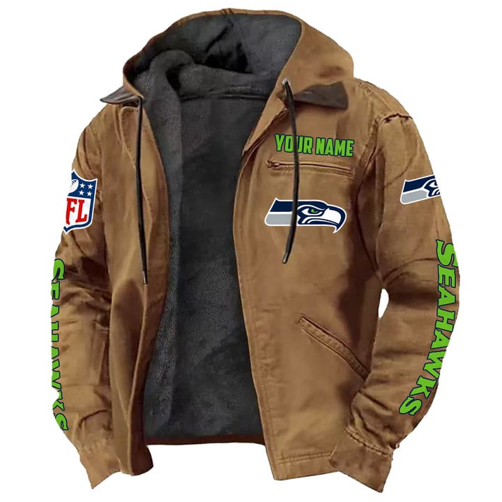 LIMITED EDITION - NEW CUSTOMIZED NFL06 SSH SEATTLE SEAHAWKS HOODED CARDIGAN JACKET