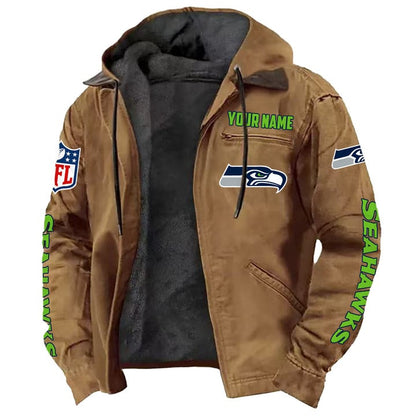 LIMITED EDITION - NEW CUSTOMIZED NFL06 SSH SEATTLE SEAHAWKS HOODED CARDIGAN JACKET