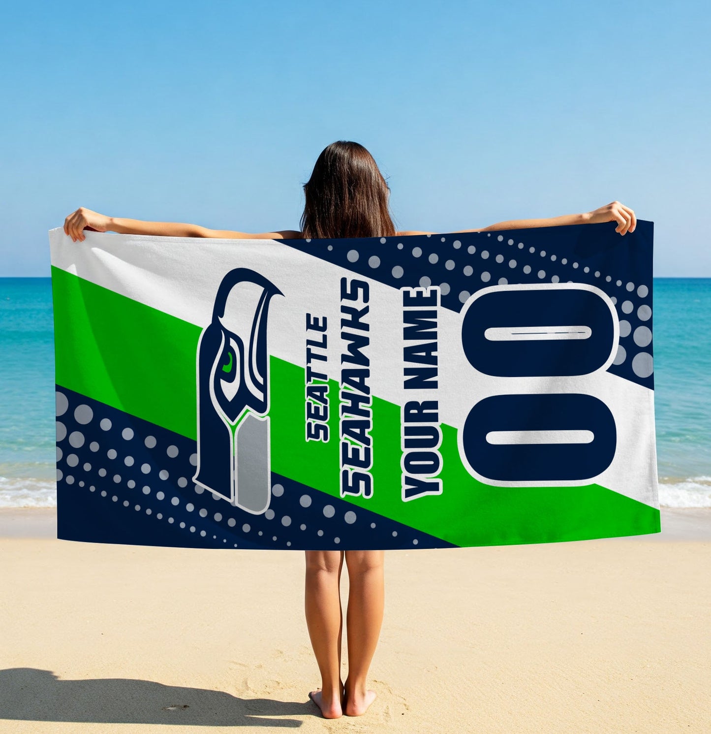 LIMITED EDITION - NEW CUSTOMIZED NFL06 SSH SEATTLE SEAHAWKS BEACH & BATH TOWEL