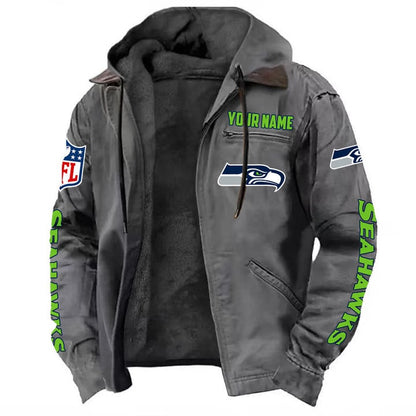 LIMITED EDITION - NEW CUSTOMIZED NFL06 SSH SEATTLE SEAHAWKS HOODED CARDIGAN JACKET