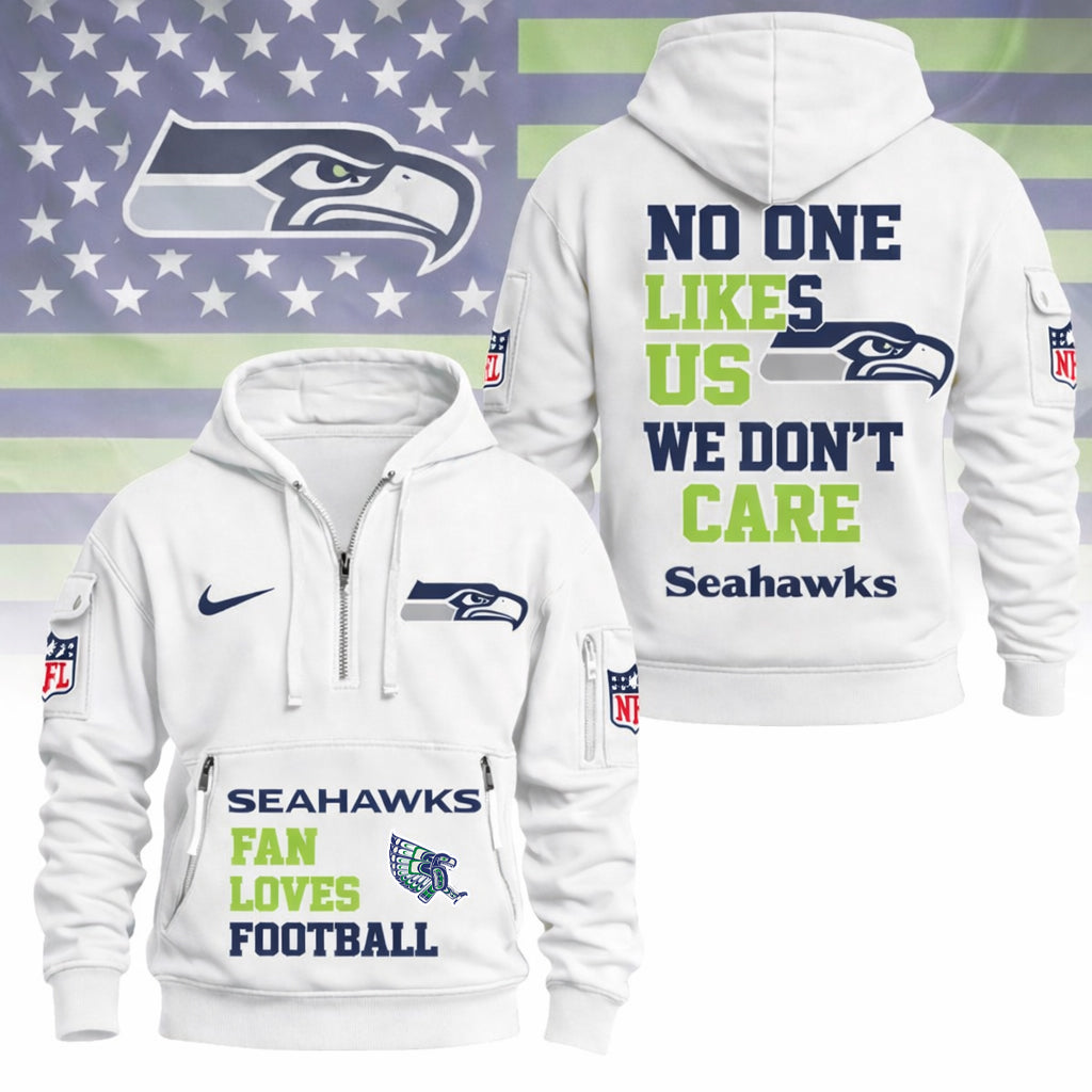 LIMITED EDITION - NEW CUSTOMIZED NFL06 SSH SEATTLE SEAHAWKS QUARTER ZIP HOODIE