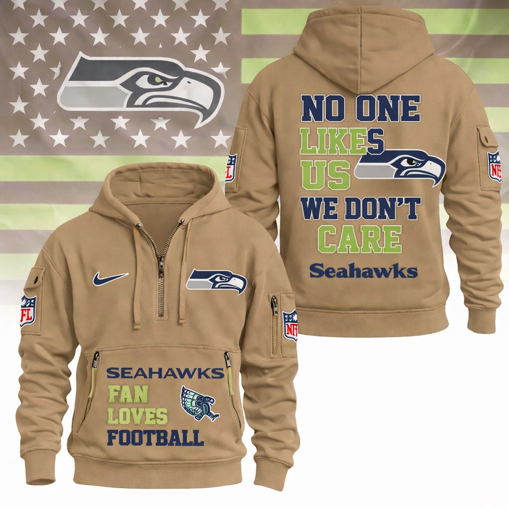 LIMITED EDITION - NEW CUSTOMIZED NFL06 SSH SEATTLE SEAHAWKS QUARTER ZIP HOODIE