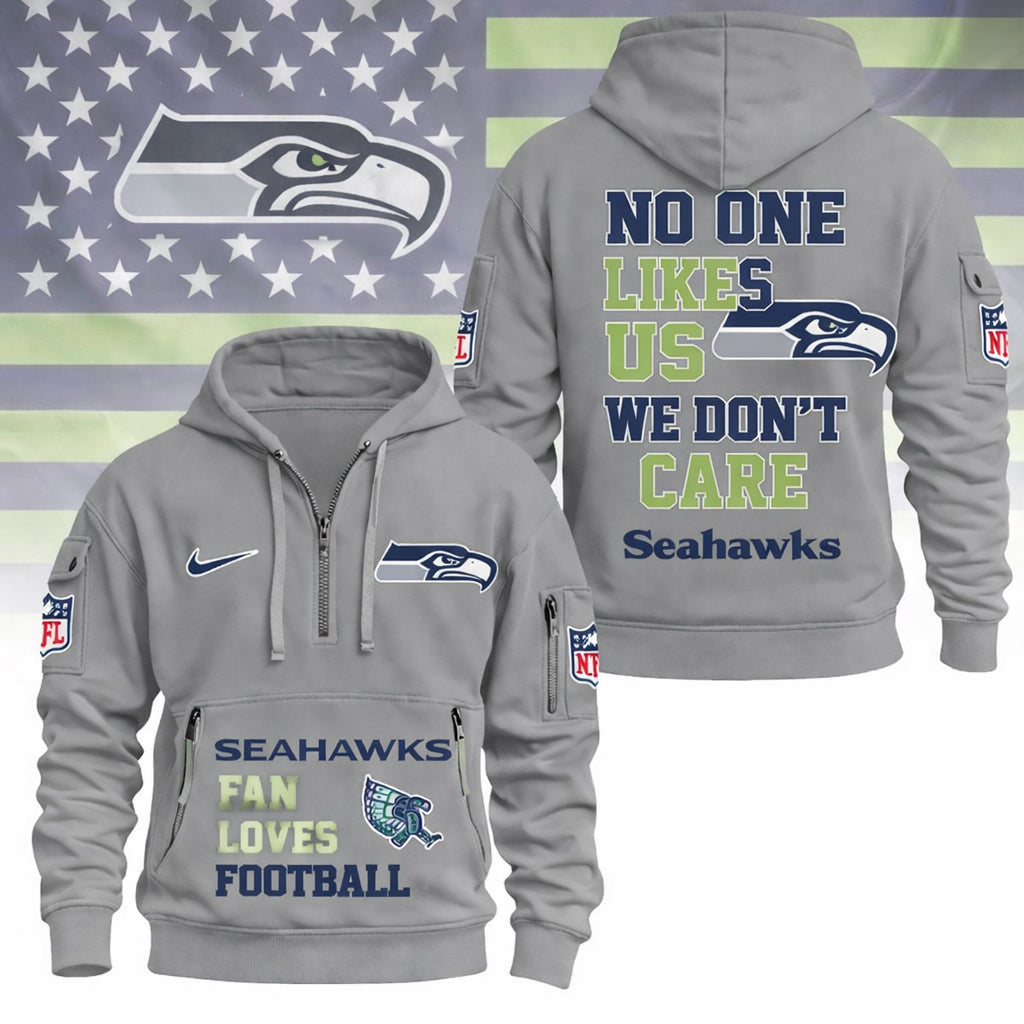 LIMITED EDITION - NEW CUSTOMIZED NFL06 SSH SEATTLE SEAHAWKS QUARTER ZIP HOODIE