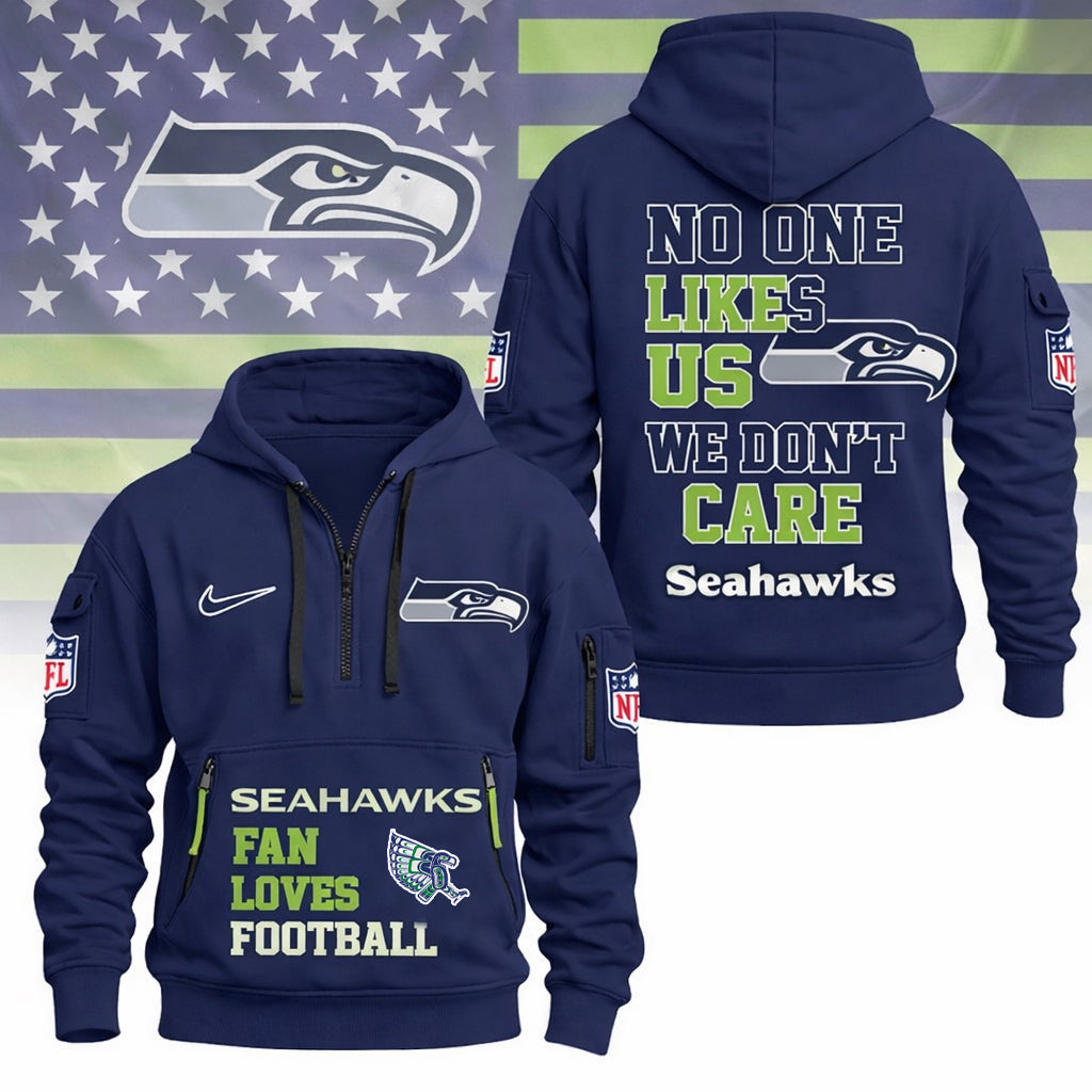 LIMITED EDITION - NEW CUSTOMIZED NFL06 SSH SEATTLE SEAHAWKS QUARTER ZIP HOODIE