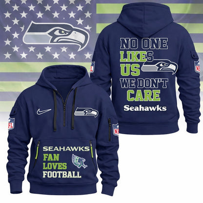 LIMITED EDITION - NEW CUSTOMIZED NFL06 SSH SEATTLE SEAHAWKS QUARTER ZIP HOODIE