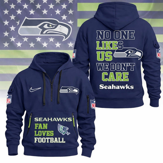 LIMITED EDITION - NEW CUSTOMIZED NFL06 SSH SEATTLE SEAHAWKS QUARTER ZIP HOODIE