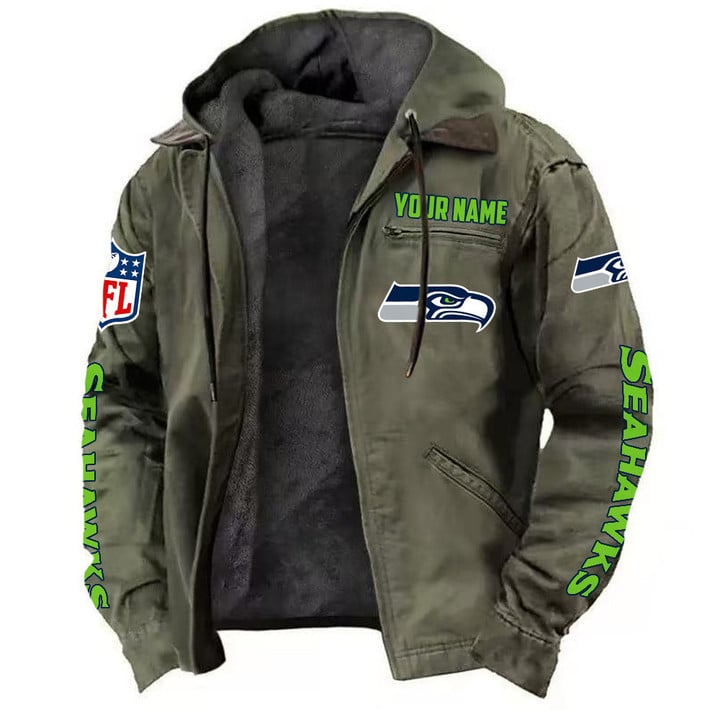 LIMITED EDITION - NEW CUSTOMIZED NFL06 SSH SEATTLE SEAHAWKS HOODED CARDIGAN JACKET