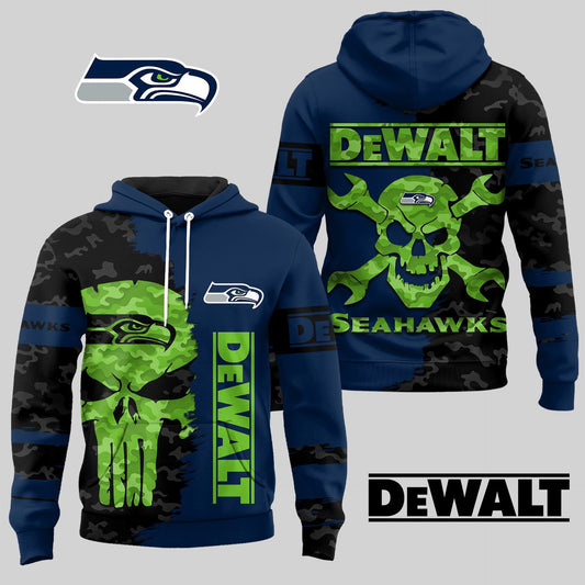 LIMITED EDITION - NEW CUSTOMIZED NFL06 SSH SEATTLE SEAHAWKS DEWALT UNISEX T-SHIRT, POLO, HOODIE & JACKETS
