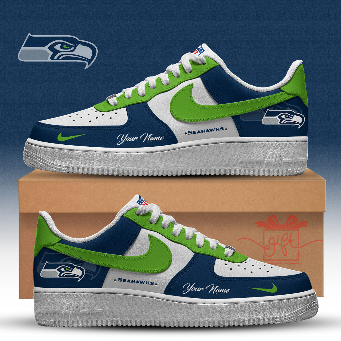 LIMITED EDITION - NEW CUSTOMIZED NFL06 SSH SEATTLE SEAHAWKS AF1 SNEAKERS
