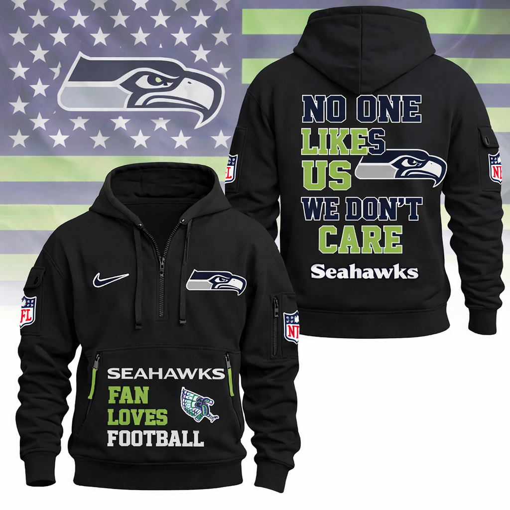 LIMITED EDITION - NEW CUSTOMIZED NFL06 SSH SEATTLE SEAHAWKS QUARTER ZIP HOODIE