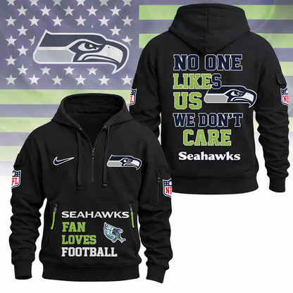 LIMITED EDITION - NEW CUSTOMIZED NFL06 SSH SEATTLE SEAHAWKS QUARTER ZIP HOODIE