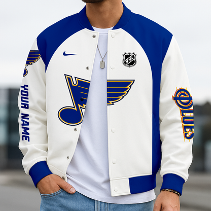 LIMITED EDITION - NEW CUSTOMIZED NHL14 SLB ST. LOUIS BLUES BASEBALL JACKET