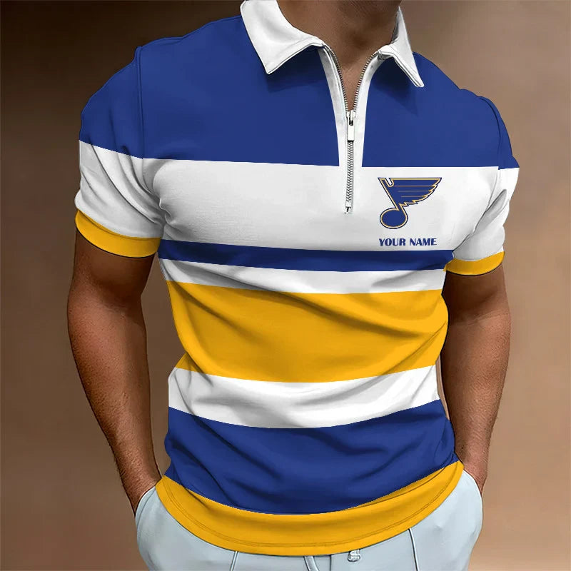 LIMITED EDITION - NEW CUSTOMIZED NHL14 SL BLUES ZIP POLO SHIRT