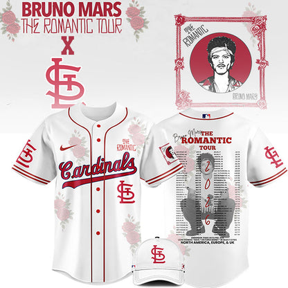 LIMITED EDITION - NEW CUSTOMIZED MLB24 SL CARDINALS x BRUNO MARS BASEBALL JERSEY & CAP