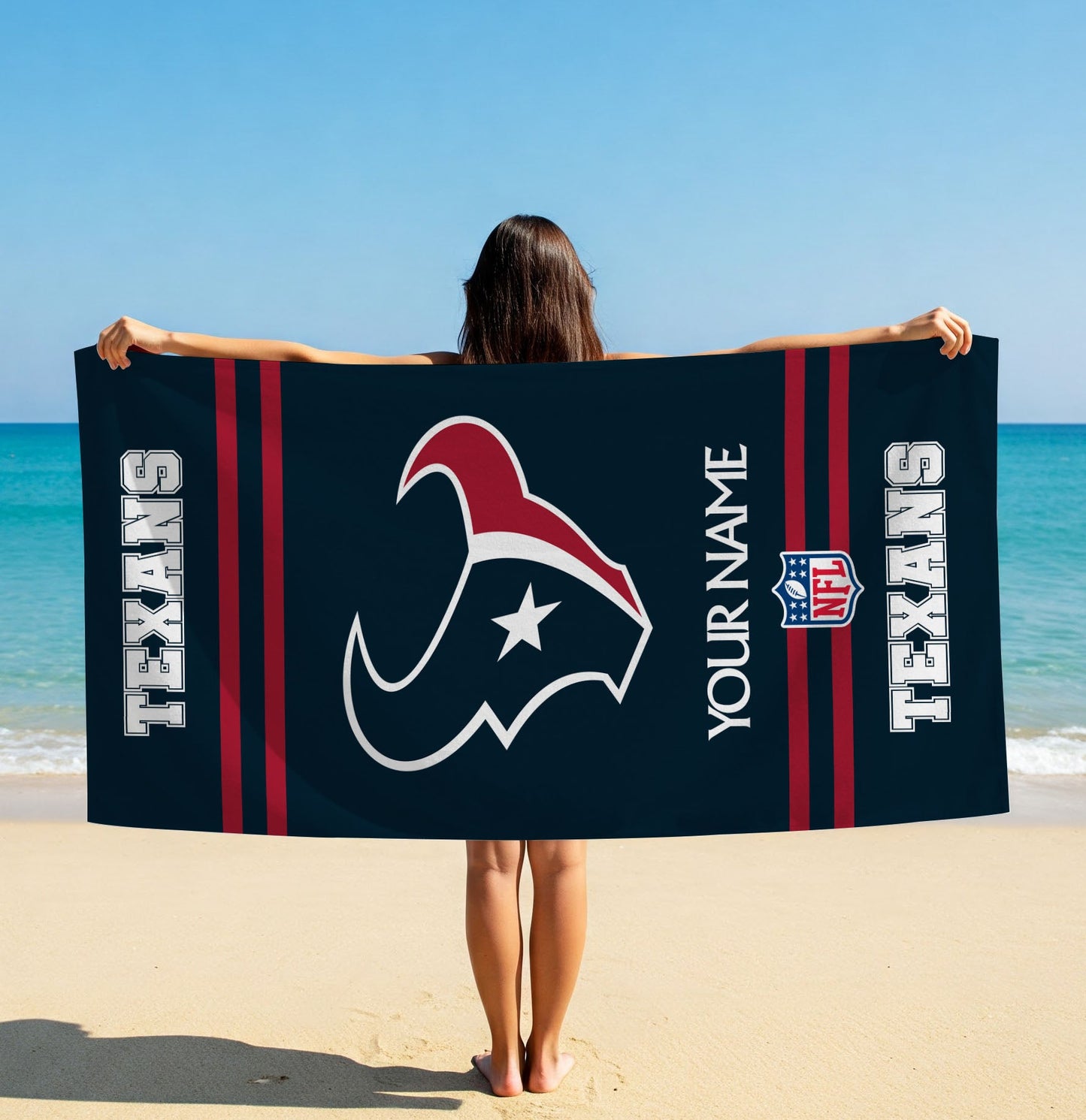 LIMITED EDITION - NEW CUSTOMIZED NFL15 HTT HOUSTON TEXANS BEACH & BATH TOWEL (KIDS & ADULTS)