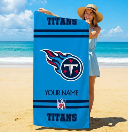 LIMITED EDITION - NEW CUSTOMIZED NFL31 TST TENNESSEE TITANS BEACH & BATH TOWEL (KIDS & ADULTS)