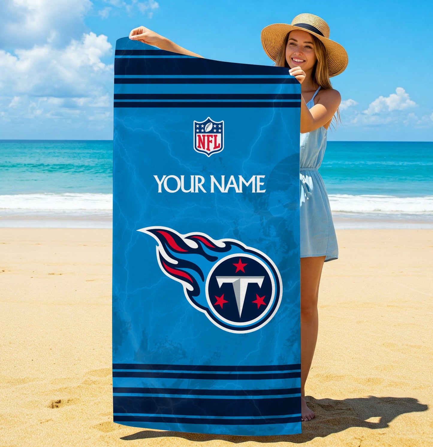 LIMITED EDITION - NEW CUSTOMIZED NFL31 TST TENNESSEE TITANS BEACH & BATH TOWEL (KIDS & ADULTS)