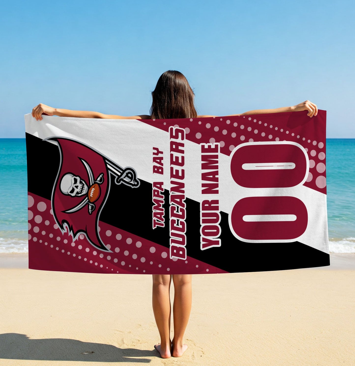 LIMITED EDITION - NEW CUSTOMIZED NFL10 TBB TAMPA BAY BUCCANEERS BEACH & BATH TOWEL