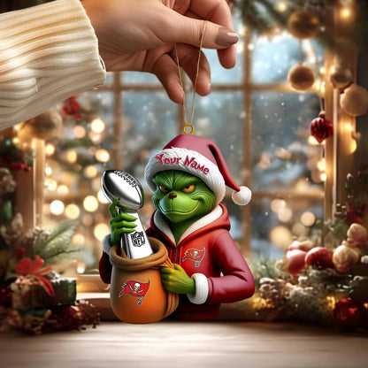 LIMITED EDITION - NEW CUSTOMIZED NFL10 TBB TAMPA BAY BUCCANEERS THE GRINCH ACRYLIC ORNAMENT