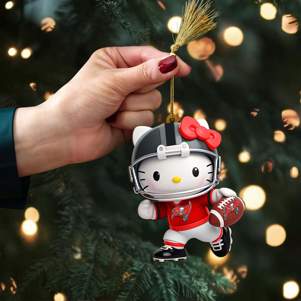 LIMITED EDITION - NEW CUSTOMIZED NFL10 TBB TAMPA BAY BUCCANEERS HELLO KITTY ACRYLIC ORNAMENT