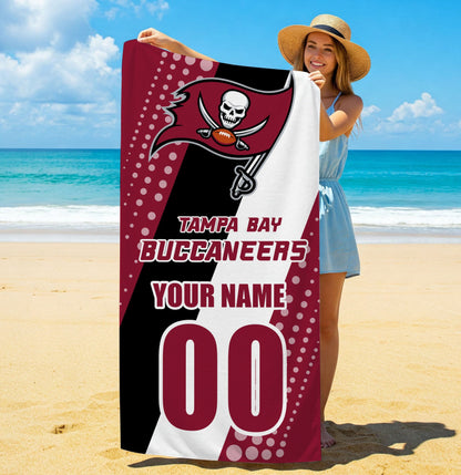LIMITED EDITION - NEW CUSTOMIZED NFL10 TBB TAMPA BAY BUCCANEERS BEACH & BATH TOWEL