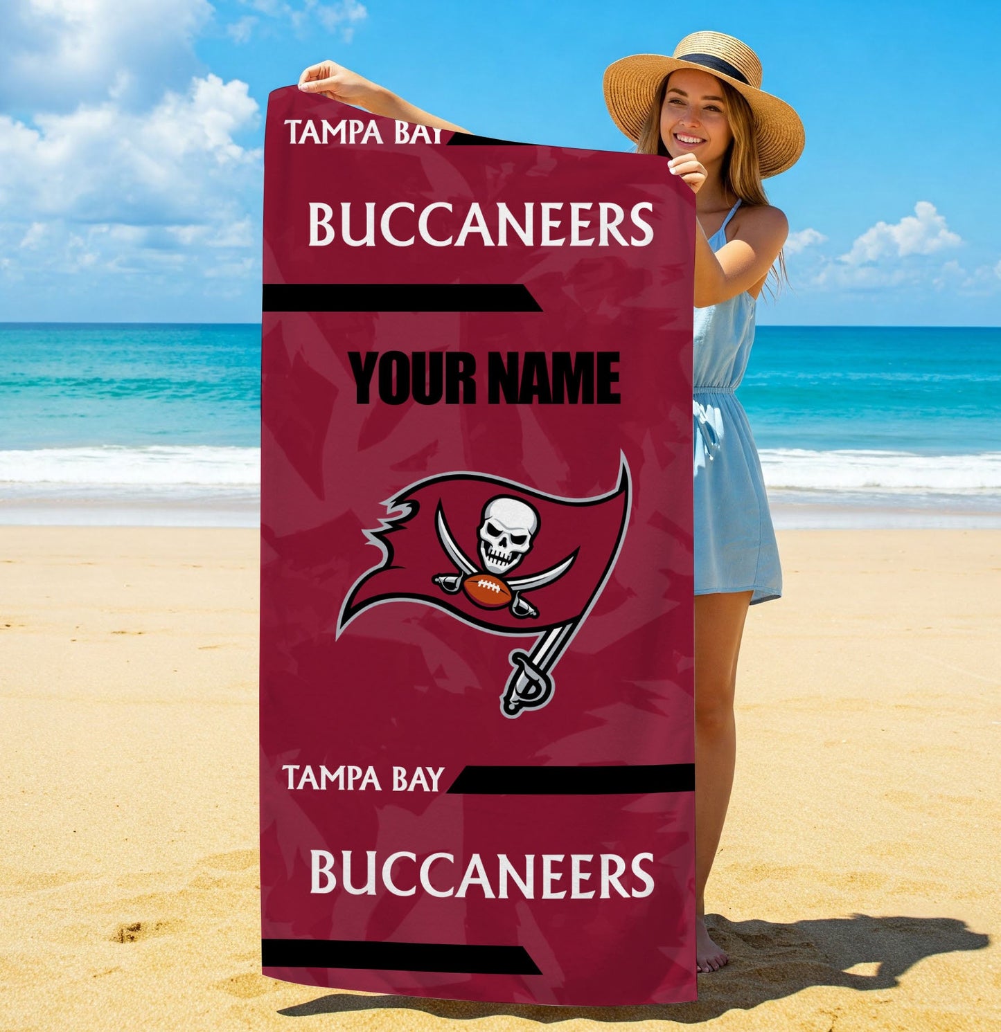 LIMITED EDITION - NEW CUSTOMIZED NFL10 TBB TAMPA BAY BUCCANEERS BEACH & BATH TOWEL
