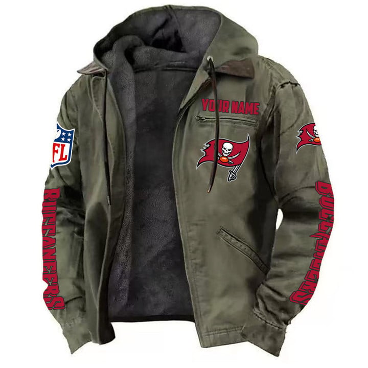 LIMITED EDITION - NEW CUSTOMIZED NFL10 TBB TAMPA BAY BUCCANEERS HOODED CARDIGAN JACKET