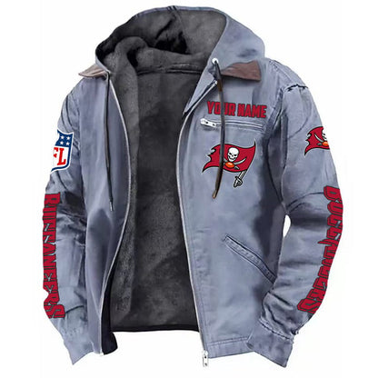 LIMITED EDITION - NEW CUSTOMIZED NFL10 TBB TAMPA BAY BUCCANEERS HOODED CARDIGAN JACKET