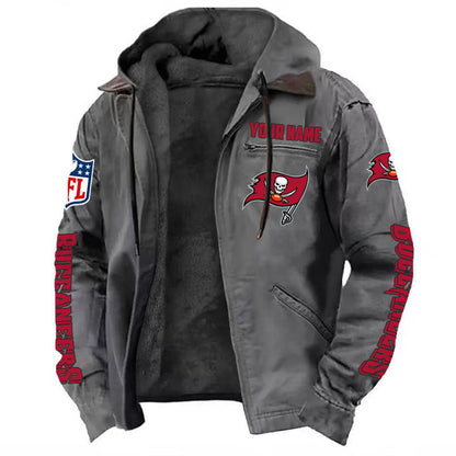 LIMITED EDITION - NEW CUSTOMIZED NFL10 TBB TAMPA BAY BUCCANEERS HOODED CARDIGAN JACKET