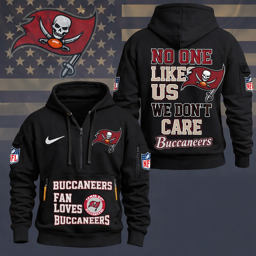 LIMITED EDITION - NEW CUSTOMIZED NFL10 TBB TAMPA BAY BUCCANEERS QUARTER ZIP HOODIE