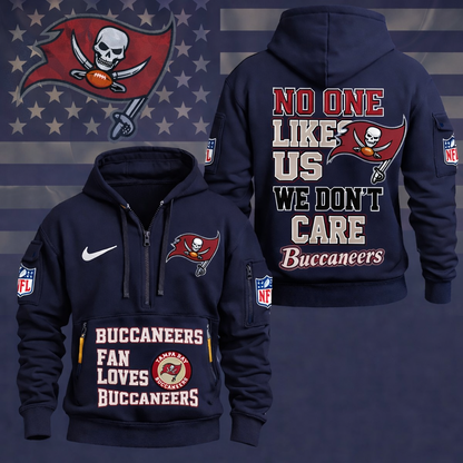 LIMITED EDITION - NEW CUSTOMIZED NFL10 TBB TAMPA BAY BUCCANEERS QUARTER ZIP HOODIE