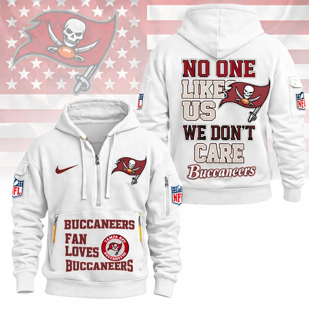 LIMITED EDITION - NEW CUSTOMIZED NFL10 TBB TAMPA BAY BUCCANEERS QUARTER ZIP HOODIE