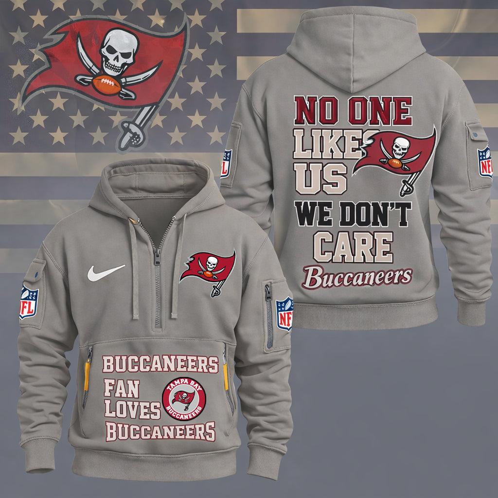 LIMITED EDITION - NEW CUSTOMIZED NFL10 TBB TAMPA BAY BUCCANEERS QUARTER ZIP HOODIE