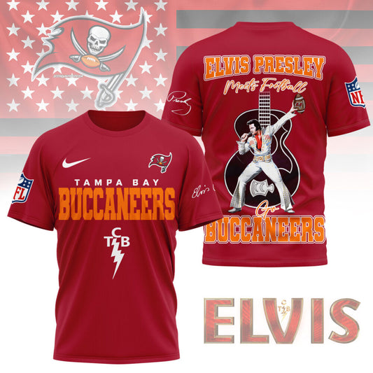 LIMITED EDITION - NEW CUSTOMIZED NFL10 TBB TAMPA BAY BUCCANEERS X ELVIS PRESLEY FAN 3D SHIRT