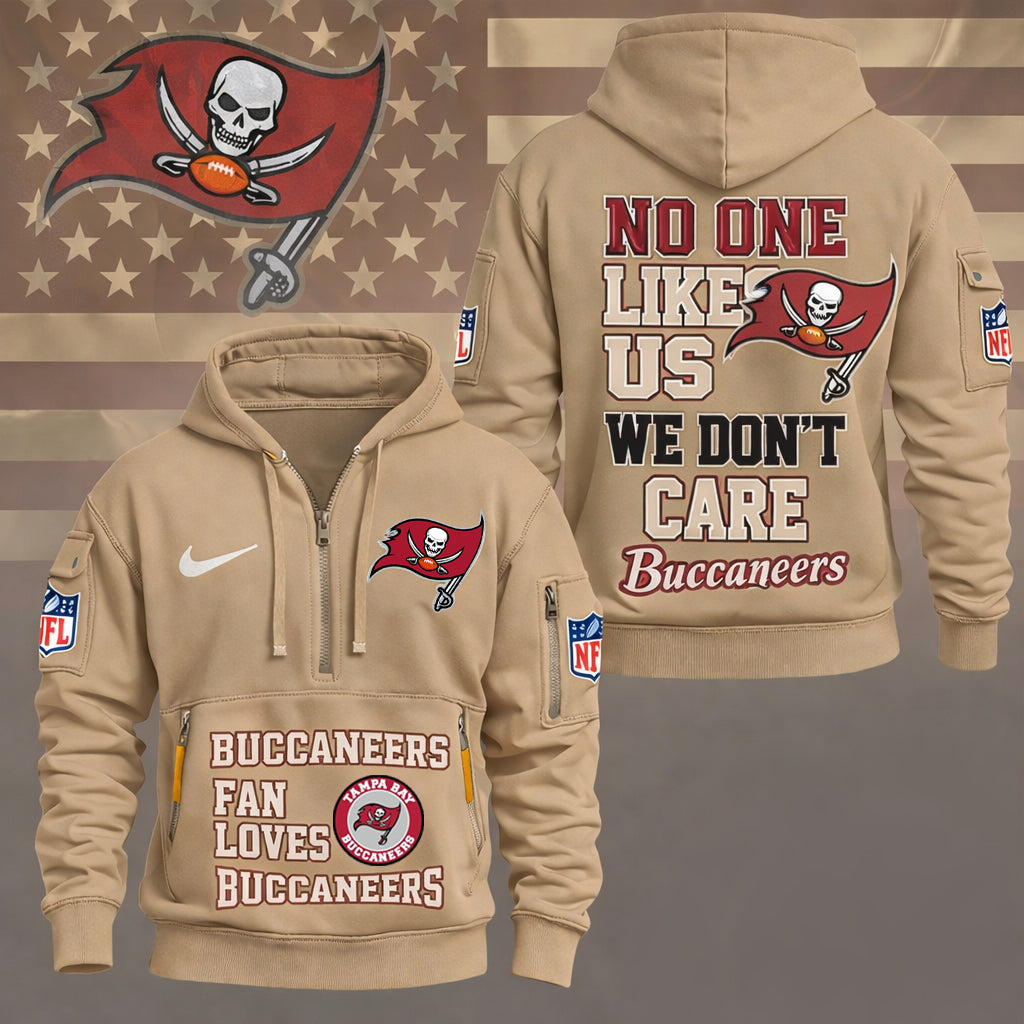 LIMITED EDITION - NEW CUSTOMIZED NFL10 TBB TAMPA BAY BUCCANEERS QUARTER ZIP HOODIE