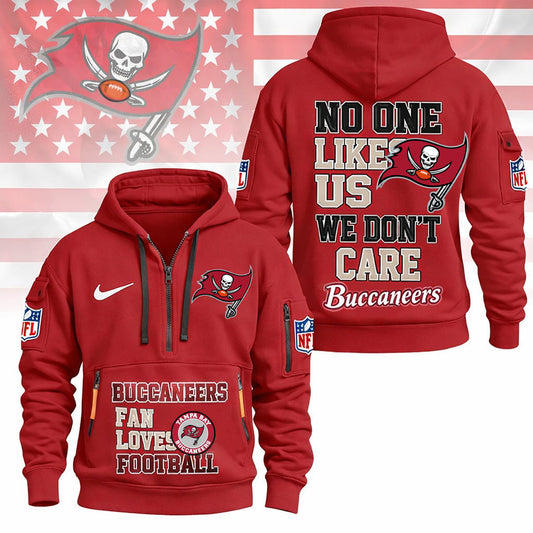 LIMITED EDITION - NEW CUSTOMIZED NFL10 TBB TAMPA BAY BUCCANEERS QUARTER ZIP HOODIE