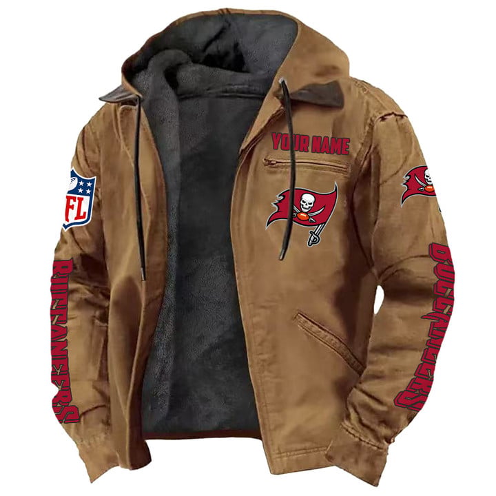 LIMITED EDITION - NEW CUSTOMIZED NFL10 TBB TAMPA BAY BUCCANEERS HOODED CARDIGAN JACKET