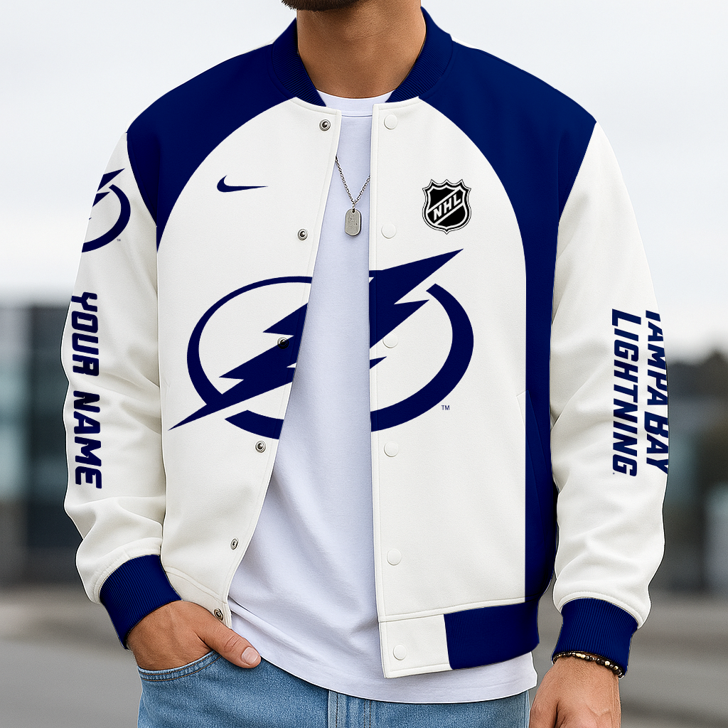 LIMITED EDITION - NEW CUSTOMIZED NHL12 TPL TAMPA BAY LIGHTNING BASEBALL JACKET
