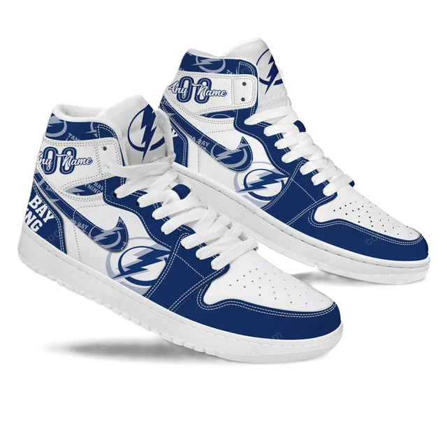 LIMITED EDITION - NEW CUSTOMIZED NHL12 TB LIGHTNING AIR JORDAN SNEAKERS