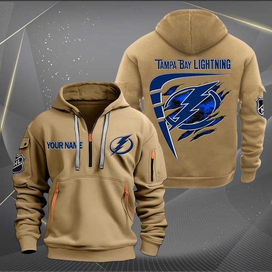 LIMITED EDITION - NEW CUSTOMIZED NHL12 TPL TAMPA BAY LIGHTNING QUARTER ZIP HOODIE